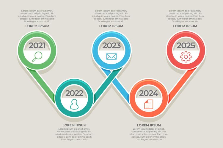 过程彩色平面时间线信息图营销发展信息图