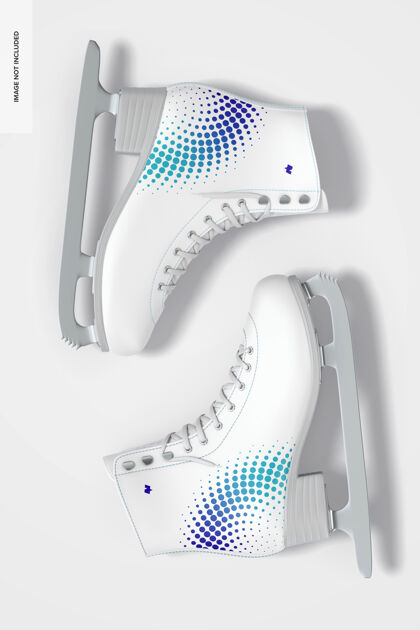 溜冰冰鞋模型 顶视图雪模型冬天