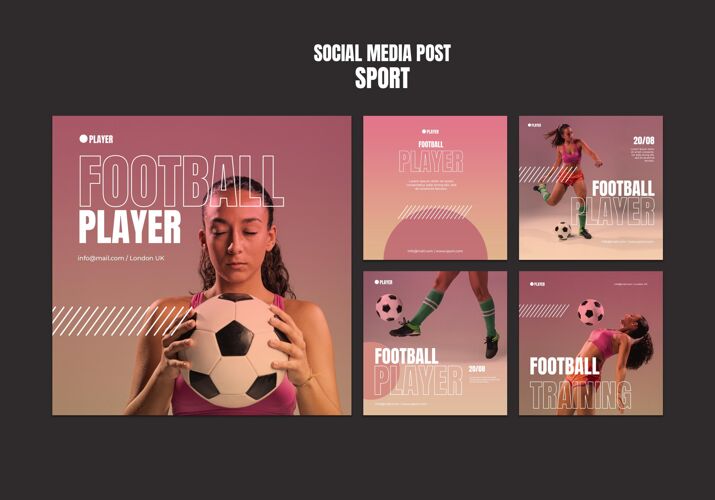 运动体育instagram帖子模板与女子踢足球的照片体育Instagram帖子健康