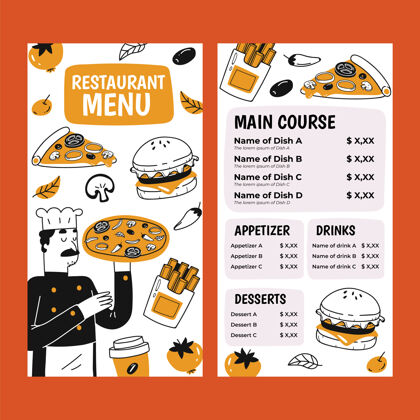 菜单模板手绘餐厅菜单模板食品美食餐厅