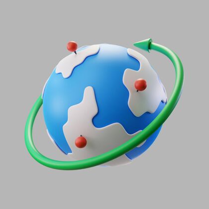三维模型带精确定位和旋转箭头的3d地球仪三维世界地球