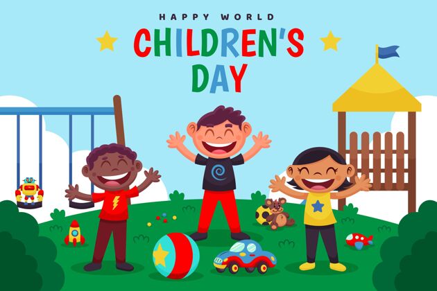 6月1日卡通世界儿童节插画全球儿童节活动