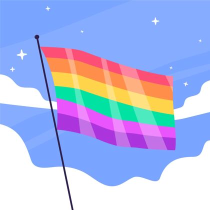 平面设计扁平骄傲日旗插图同性恋旗帜插图6月27日