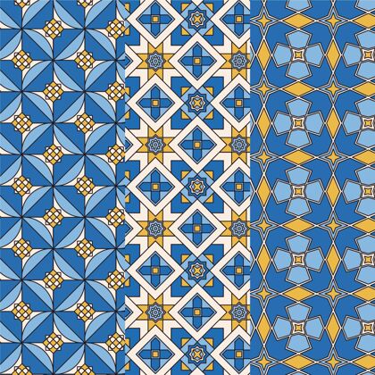 几何平面装饰阿拉伯模式集图案收藏装饰