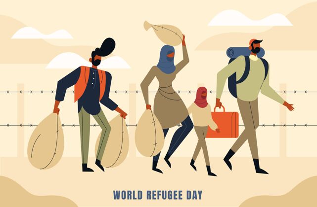 世界难民日平面世界难民日插画国际暴力难民日