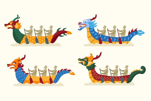 节日手绘龙舟系列传统分类龙舟收集