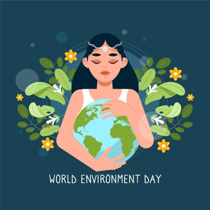 庆典平面世界环境日插画全球自然拯救地球