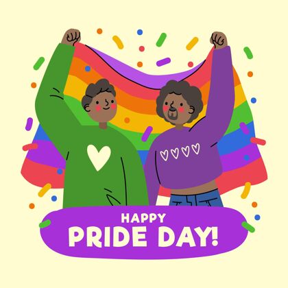 女同性恋手绘骄傲日插图旗帜变性双性恋