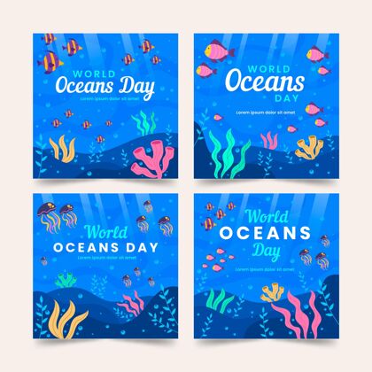 生态系统平面世界海洋日instagram帖子集Instagram发布全球环境