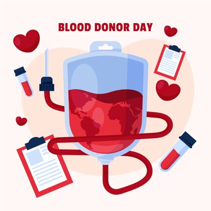 拯救生命有机平板世界献血者日插画活动健康世界