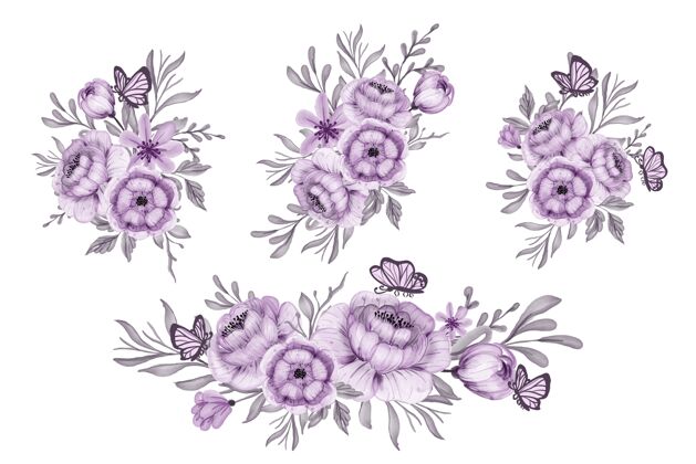 浪漫插花和美丽的紫色花束花庆典紫色