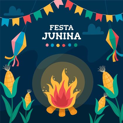 巴西手绘festajunina插图活动节日巴西