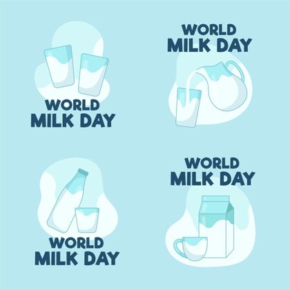 标签平面世界牛奶日标签收集食品平面设计营养