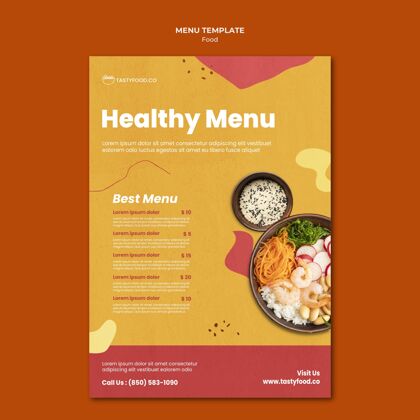 烹饪健康食品菜单模板新鲜一餐菜单