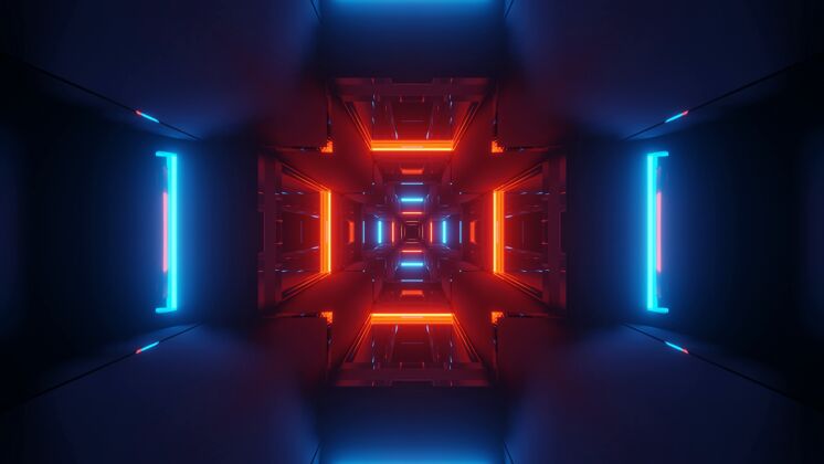 形状彩色红蓝激光宇宙背景-完美的数字墙纸能量技术幻想