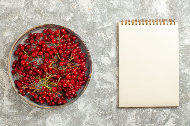 醇香顶视图红色蔓越莓醇厚的水果在白色背景上蔓越莓醋栗美味