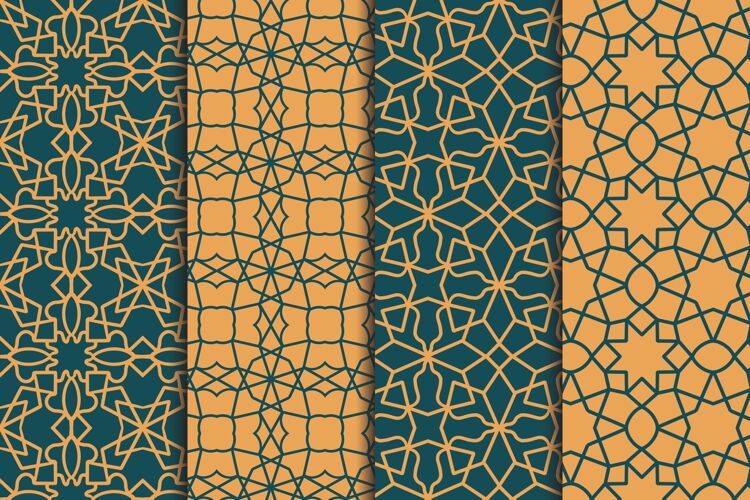 包装平面线性阿拉伯模式收集收藏套装图案