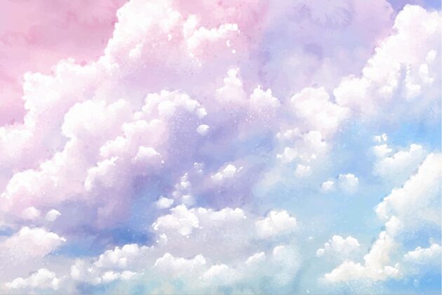 粉彩背景手绘水彩粉彩天空背景水彩画墙纸粉彩天空天空