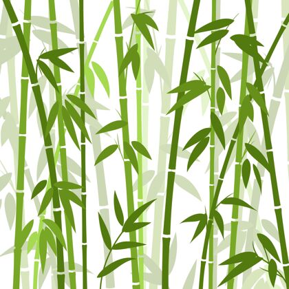 无缝图案中国或日本竹草东方墙纸热带亚洲植物背景东方树叶植物