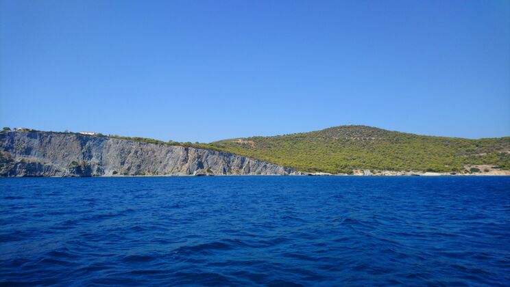 地标希腊爱琴那岛的美丽景色地中海历史海滩