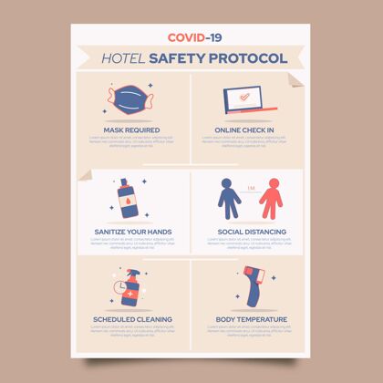 疾病酒店有机平面冠状病毒预防海报酒店健康准备印刷