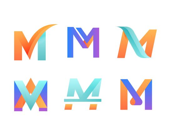Logo模板渐变m标志系列字母Logo渐变Logo包装