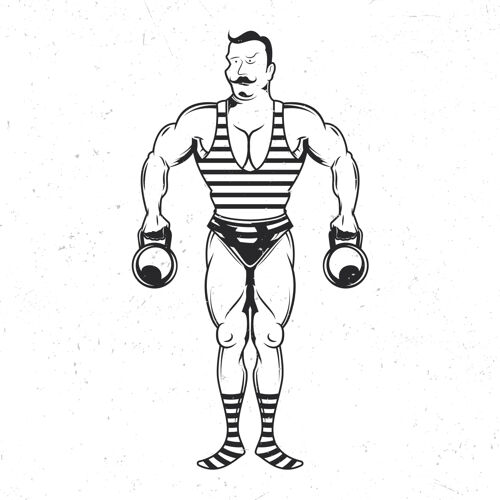 肌肉带有复古运动员插图的独立徽章复古古董举重