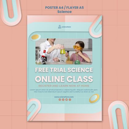 在线课堂科学课海报模板科学科学课堂海报