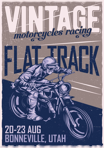 驾驶海报设计与经典的男子摩托车赛车极限汽车