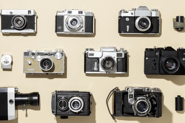 古董复古相机布置分类对象旧的
