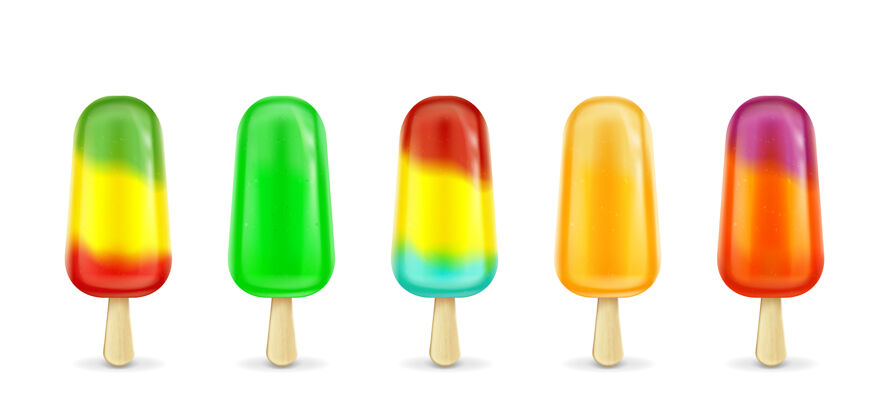 五颜六色水果冰淇淋棒棒糖棒水果冰棒套装美食汽水冷冻