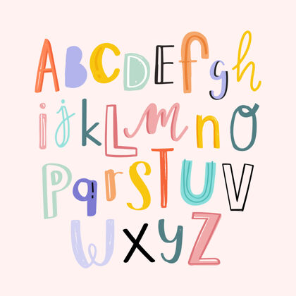 书法字母排版手绘涂鸦风格集可爱创意Abcd