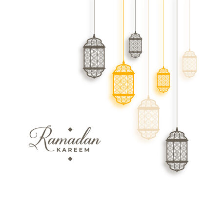 场合Ramadankareem阿拉伯风格挂灯海报Adha节日