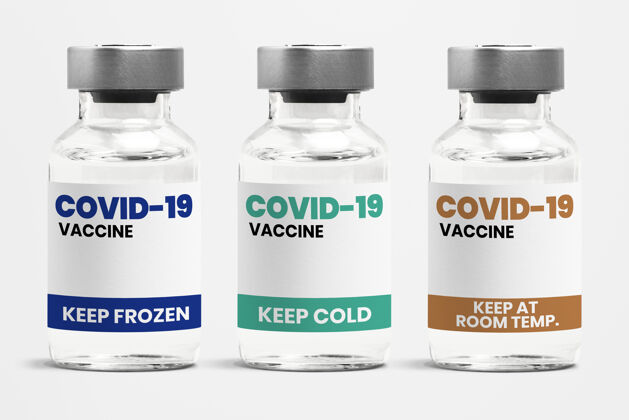 比较不同类型的covid-19疫苗在玻璃瓶内有不同的储存温度条件标签蓝色注射实验室