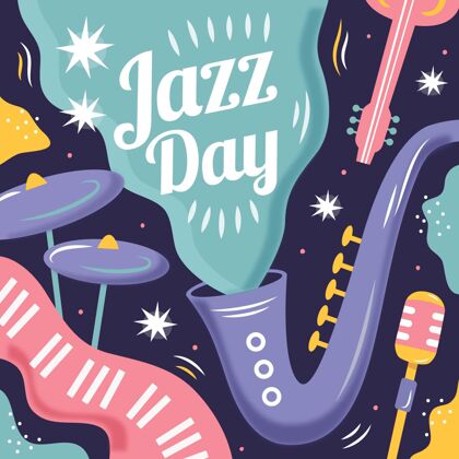 爵士乐音乐会手绘国际爵士日插画4月30日爵士乐爵士乐日