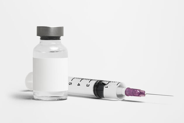 容器带注射器的注射瓶玻璃瓶上的空白白色标签解毒剂注射针头