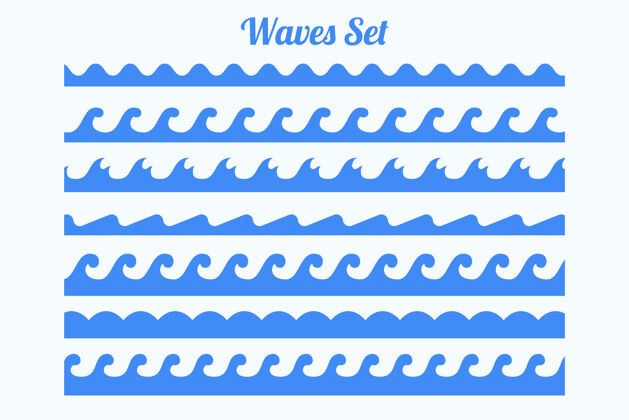 冲浪海浪图案边框七件套线涟漪运动