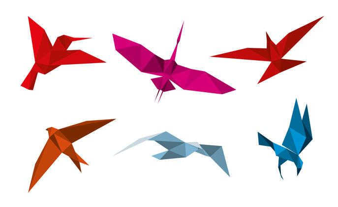 抽象折纸鸟套装和平纸鸽子