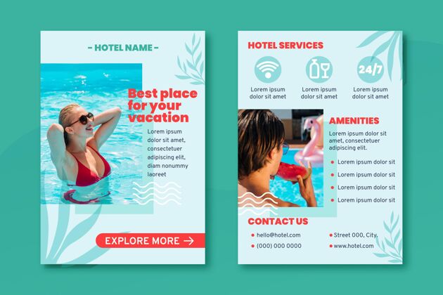 传单现代酒店传单模板与照片打印模板旅游酒店
