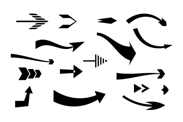 信息图表元素平面设计右箭头组集合标记指针