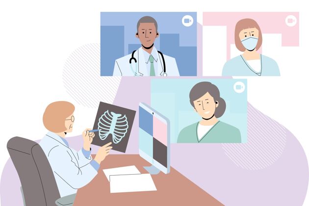 医疗保健专业人士有机平面在线医学会议医生平面设计医学