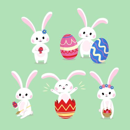 宗教复活节兔子系列收集庆祝兔子