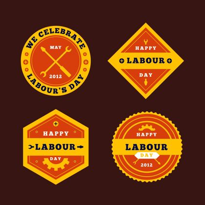 劳动节平劳动节标签收集工人工作庆典