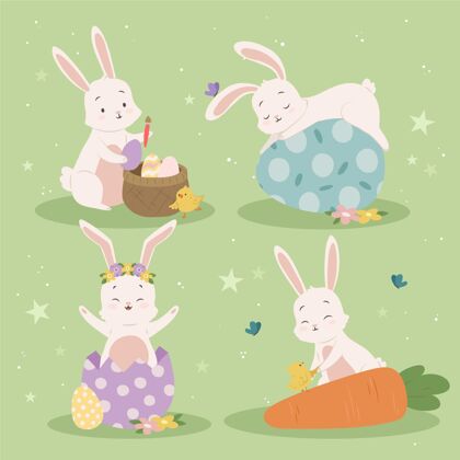 兔子手绘复活节兔子系列庆祝纪念帕夏