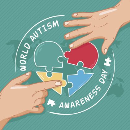障碍手绘世界自闭症意识日插图全球阿斯伯格综合症自闭症