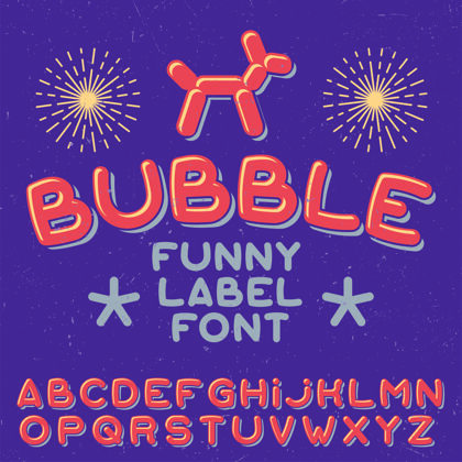 阅读有趣的标签字体命名为气泡光泽大孩子