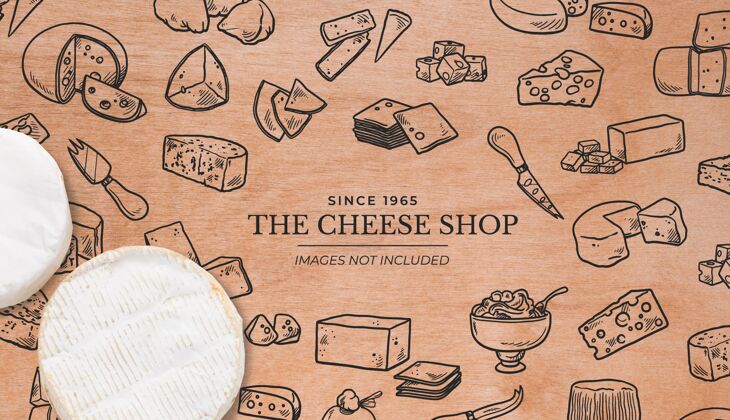 收集木制表面奶酪店的背景奶酪图形背景