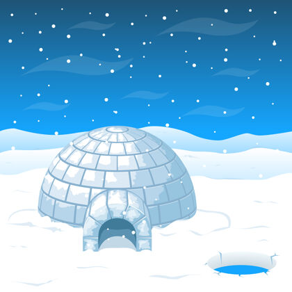 小屋爱斯基摩寒冷的房子来自南极洲的冰块圆顶的房子适合冬天的天气 北方的房子来自寒冷雪寒冷北方