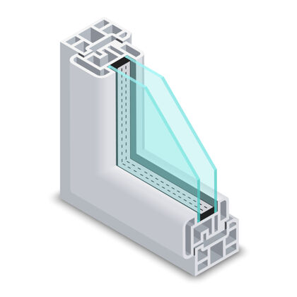 框架家用透明玻璃窗横截面窗框结构塑料型材框窗剖面窗户密封