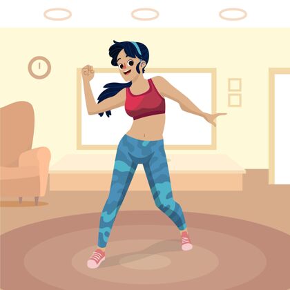 活动女人健身在家跳舞健身锻炼插图